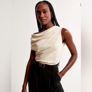 NWT Abercrombie & Fitch Asymmetrical Draped Satin Top